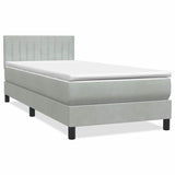 Letto a Molle con Materasso e LED Grigio Chiaro 100x210cm Velluto