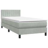 Letto a Molle con Materasso e LED Grigio Chiaro 100x210cm Velluto