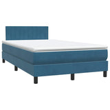 Letto a Molle con Materasso e LED Blu Scuro 120x210 cm in Velluto