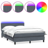 Letto a Molle con Materasso e LED Grigio Scuro 160x210 cm Velluto