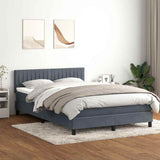 Letto a Molle con Materasso e LED Grigio Scuro 160x210 cm Velluto