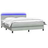 Letto a Molle con Materasso e LED Grigio Chiaro 180x210cm Velluto