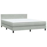Letto a Molle con Materasso e LED Grigio Chiaro 180x210cm Velluto