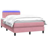 Letto a Molle con Materasso e LED Rosa 120x220 cm in Velluto