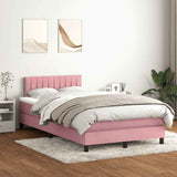 Letto a Molle con Materasso e LED Rosa 120x220 cm in Velluto