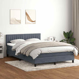 Letto a Molle con Materasso e LED Grigio Scuro 140x220 cm Velluto