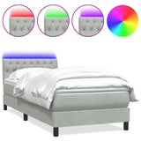 Letto a Molle con Materasso e LED Grigio Chiaro 100x210cm Velluto