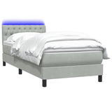 Letto a Molle con Materasso e LED Grigio Chiaro 100x210cm Velluto