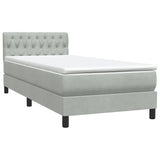 Letto a Molle con Materasso e LED Grigio Chiaro 100x210cm Velluto