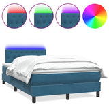 Letto a Molle con Materasso e LED Blu Scuro 120x210 cm in Velluto