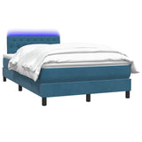 Letto a Molle con Materasso e LED Blu Scuro 120x210 cm in Velluto