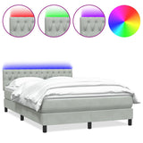 Letto a Molle con Materasso e LED Grigio Chiaro 160x210cm Velluto