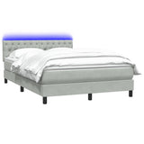Letto a Molle con Materasso e LED Grigio Chiaro 160x210cm Velluto