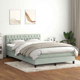 Letto a Molle con Materasso e LED Grigio Chiaro 160x210cm Velluto