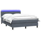 Letto a Molle con Materasso e LED Grigio Scuro 160x210 cm Velluto