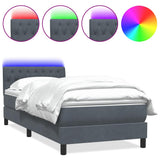 Letto a Molle con Materasso e LED Grigio Scuro 90x220 cm Velluto