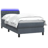Letto a Molle con Materasso e LED Grigio Scuro 90x220 cm Velluto