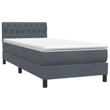 Letto a Molle con Materasso e LED Grigio Scuro 90x220 cm Velluto
