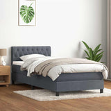 Letto a Molle con Materasso e LED Grigio Scuro 90x220 cm Velluto