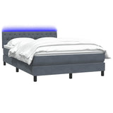Letto a Molle con Materasso e LED Grigio Scuro 140x220 cm Velluto