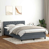 Letto a Molle con Materasso e LED Grigio Scuro 140x220 cm Velluto