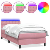 Letto a Molle con Materasso e LED Rosa 90x210 cm Velluto