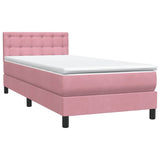 Letto a Molle con Materasso e LED Rosa 90x210 cm Velluto