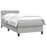 Letto a Molle con Materasso e LED Grigio Chiaro 100x210cm Velluto