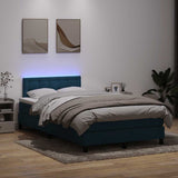 Letto a Molle con Materasso e LED Blu Scuro 120x210 cm in Velluto
