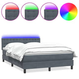 Letto a Molle con Materasso e LED Grigio Scuro 160x210 cm Velluto