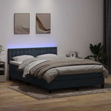 Letto a Molle con Materasso e LED Grigio Scuro 160x210 cm Velluto
