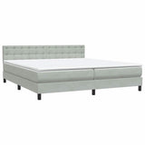 Letto a Molle con Materasso e LED Grigio Chiaro 180x210cm Velluto