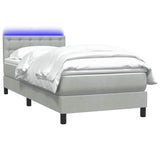 Letto a Molle con Materasso e LED Grigio Chiaro 80x220 cm Velluto