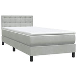 Letto a Molle con Materasso e LED Grigio Chiaro 80x220 cm Velluto