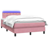 Letto a Molle con Materasso e LED Rosa 120x220 cm in Velluto