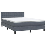 Letto a Molle con Materasso e LED Grigio Scuro 140x220 cm Velluto