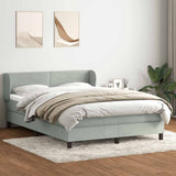 Giroletto a Molle con Materasso Grigio Chiaro 160x210cm Velluto