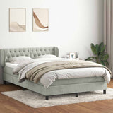 Giroletto a Molle con Materasso Grigio Chiaro 160x210cm Velluto