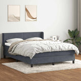Giroletto a Molle con Materasso Grigio Scuro 140x220 cm Velluto