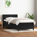 Giroletto a Molle con Materasso Nero 90x210 cm in Velluto
