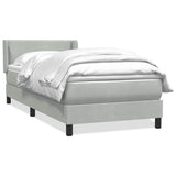 Giroletto a Molle con Materasso Grigio Chiaro 80x220 cm Velluto