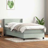Giroletto a Molle con Materasso Grigio Chiaro 80x220 cm Velluto