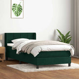 Giroletto a Molle con Materasso Verde Scuro 80x220 cm Velluto