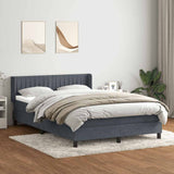 Giroletto a Molle con Materasso Grigio Scuro 160x210 cm Velluto