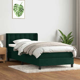 Giroletto a Molle con Materasso Verde Scuro 80x220 cm Velluto