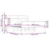 Giroletto senza Materaso in Metallo Rovere Fumo 150x200 cm