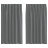 Tende in Voile con Tasche per Aste 2 pz Grigio Scuro