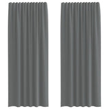 Tende in Voile con Tasche per Aste 2 pz Grigio Scuro