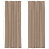 Tende in Voile con Tasche per Aste 2 pz Marrone Chiaro