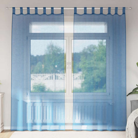 Tende in Voile con Passanti 2 pz Blu Reale 140x225 cm